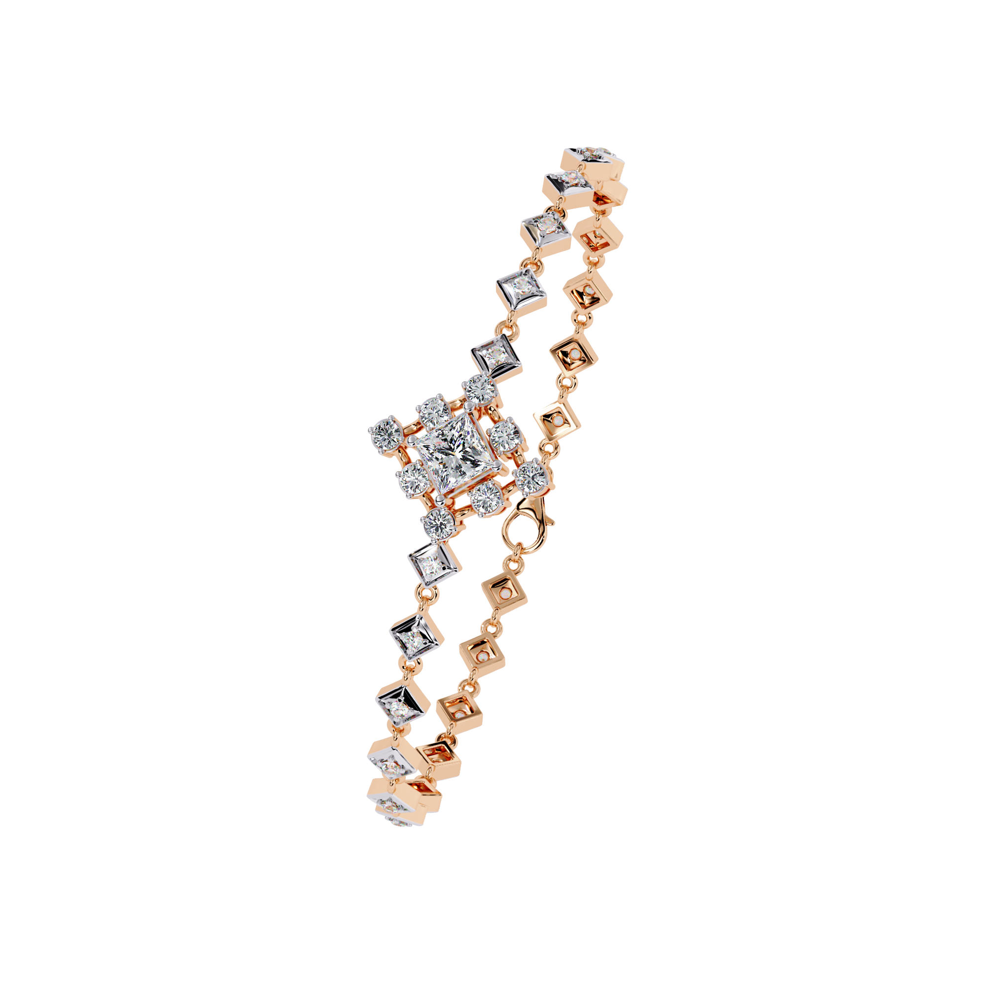 Solitairekart 1.7ct Square Halo Diamond Bracelet-H Color, VS1 Clarity